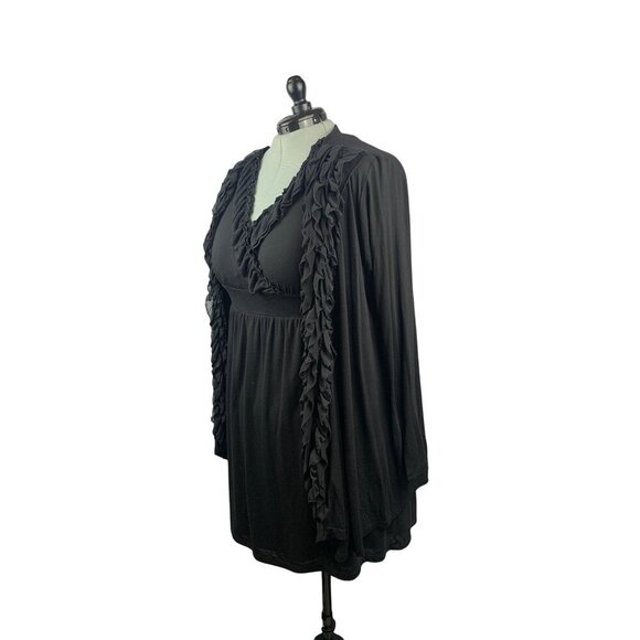 INC International Concepts Black Sleeveless Ruffled V-Neck Dress Womens 1X - Picture 2 of 9